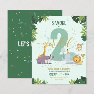 Safari Animals Two Wild Budget Geburtstag Einladun