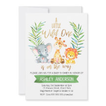 Safari Animals Watercolor Kinderdusche Einladung