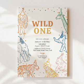 Safari Animals Wild 1 1. Geburtstag Einladung