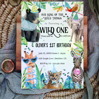 Safari Animals Wild 1 1. Geburtstag Einladung