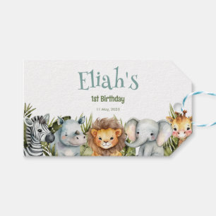 Safari Animals Wild 1 1. Geburtstagsgeschenk Tag Geschenkanhänger