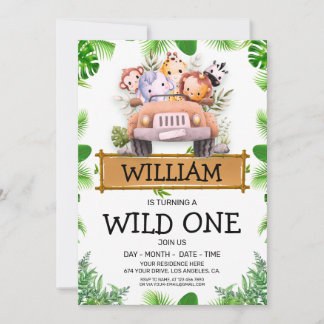 Safari Animals Wild Ein Geburtstag Einladung