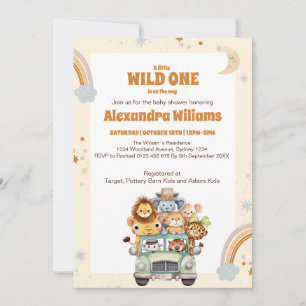 Safari Animals Wild One Baby Shower Einladung