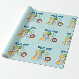 Safari Animals Wild One birthday  Geschenkpapier