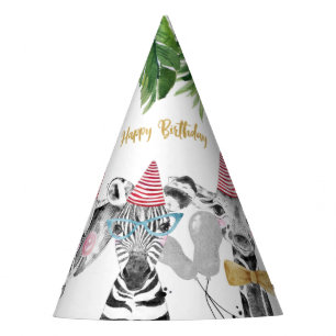 Safari Animals Wild One Birthday Party Hat Partyhütchen