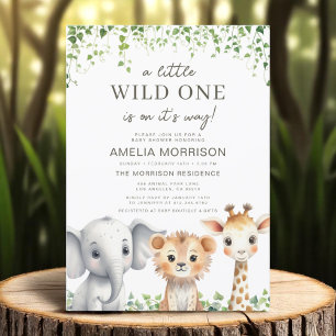 Safari Animals Wild One Boys Baby Shower Einladung