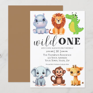 Safari Animals Wild One Einladung
