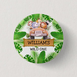 Safari Animals Wild One Geburtstag Button