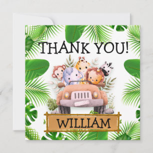 Safari Animals Wild One Geburtstag Dankeskarte