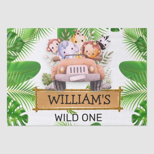 Safari Animals Wild One Geburtstag Seidenpapier (Vorderseite)