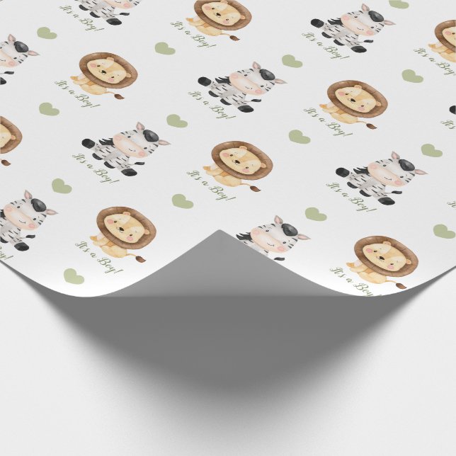 Safari Animals Wrapping Paper (Personalisiert) Geschenkpapier (Ecke)