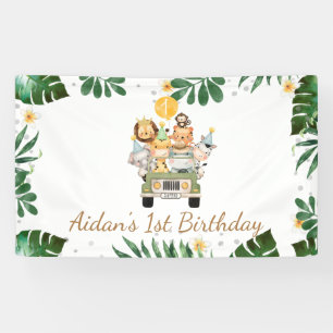 Safari Animals Yellow Balloon Geburtstagsbanner Banner