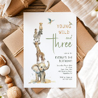 Safari Animals "Young Wild & Three" Kindergeburtst