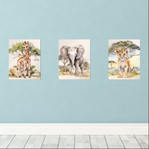 Safari Babies Giraffe Elephant Lion Kinderzimmer Bilderwand Sets