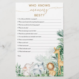 Safari Baby Animal Greenery Baby Shower Spiel