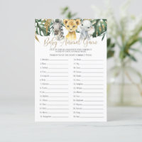 Safari Baby Animal Guessing Game Baby Dusche