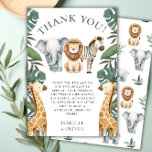 Safari Baby Animals and Greenery Danke Karte<br><div class="desc">Mit unserer Safari Baby Animals and Greenery Dankeschön Card möchten wir Ihnen nach einer unvergesslichen Safari Baby Dusche danken! Dieses moderne und geschlechtsneutrale Design spiegelt das Wesen eines üppigen Dschungels mit seiner lebhaften tropischen Vegetation wider und ist somit eine ideale Wahl, um die Ankunft eines Kleinen zu feiern. Diese Dankeschön-Karte...</div>