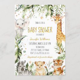 Safari Baby Animals Baby Dusche Einladung