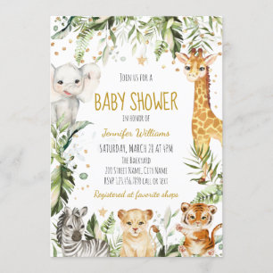 Safari Baby Animals Baby Dusche Einladung