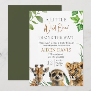 Safari Baby Animals Baby Dusche Einladung