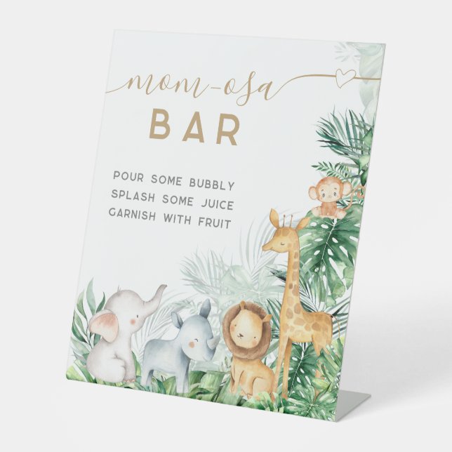 Safari Baby Animals Baby Shower Mama-osa-Bar Sockelschild (Vorderseite)