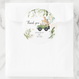 Safari Baby Animals Baby Shower Runder Aufkleber