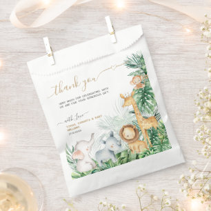 Safari Baby Animals Greenery Baby Dusche Danke Geschenktütchen