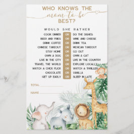 Safari Baby Animals Greenery Baby Shower Spiel