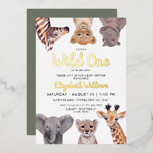 Safari Baby Animals Illustration Baby Shower Folieneinladung