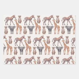 Safari Baby Animals Muster Geschenkpapier Set