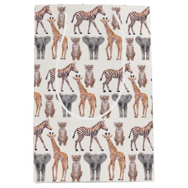 Safari Baby Animals Muster Mittlere Geschenktüte
