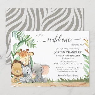 Safari Baby Animals Wild One Baby Shower Einladung