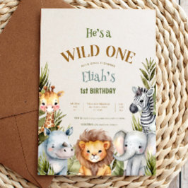 Safari Baby Animals Wild One Einladung