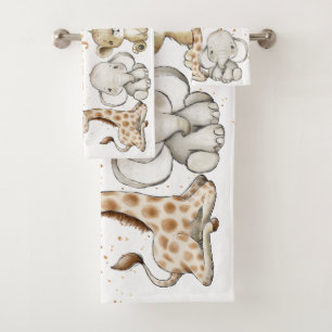 Safari Baby Animes mit Name Bath Handtuch Set