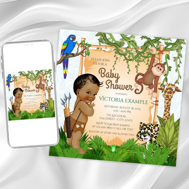 Safari Baby Boy Shower Einladungen (Boy safari baby shower invitation. Instant download and printed invitations available.)
