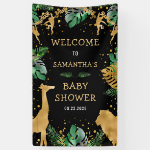 Safari Baby Dusche Black Gold Green Willkommen Banner