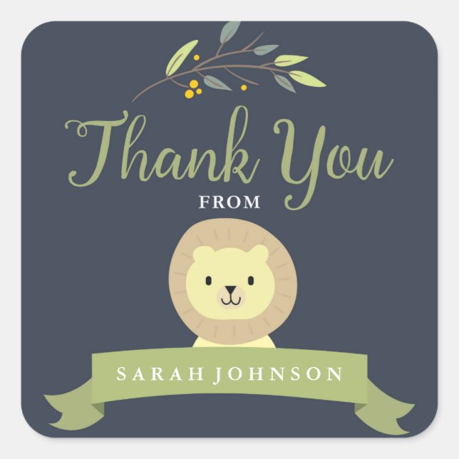 Safari Baby Dusche Danke Stickers (Vorderseite)