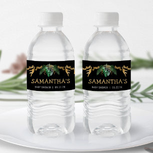 Safari Baby Dusche Green Gold Black Wasserflaschenetikett