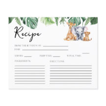 Safari Baby Dusche Rezept Karte