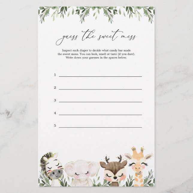 Safari Baby Dusche schätzt das süße Schlamassel (Vorderseite)