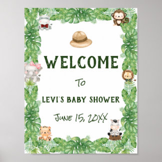 Safari Baby Dusche Willkommen Poster