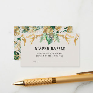 Safari Baby Dusche Windeln Raffle Green Gold Ecru Begleitkarte