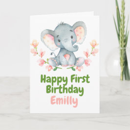 Safari Baby Elephant Happy 1. Geburtstagkarte Karte