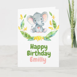 Safari Baby Elephant Happy Birthday Karte