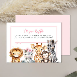 Safari Baby Girl Diaper Raffle Card | Jungle Baby Begleitkarte
