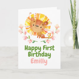 Safari Baby Lion Happy 1. Geburtstagskarte Karte