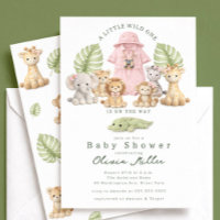 Safari-Baby-Party-Einladung Mädchen Dschungel
