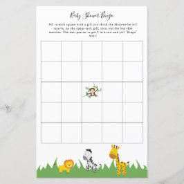 Safari Baby Shower Bingo Party Game Niedlicher Tie
