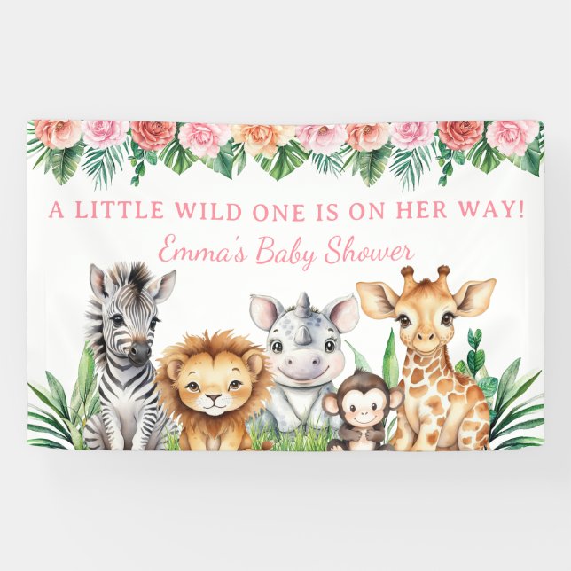 Safari Baby Shower Custom Banner - Jungle Animals (Horizontal)