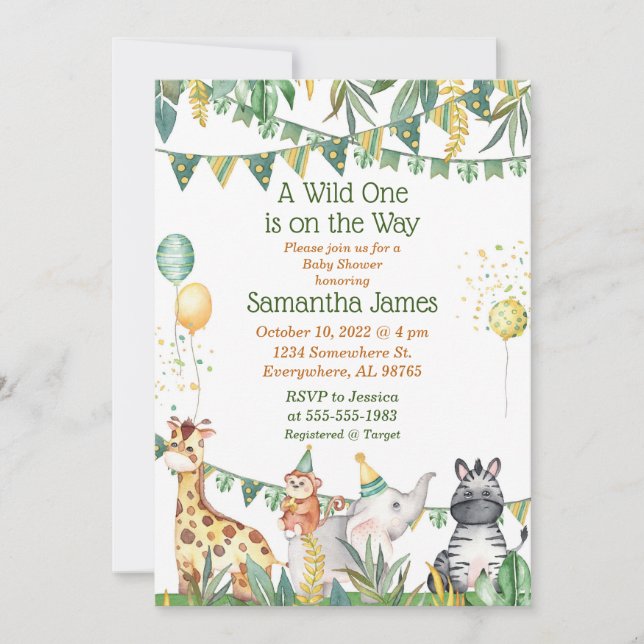 Safari Baby Shower Einladung (Vorderseite)